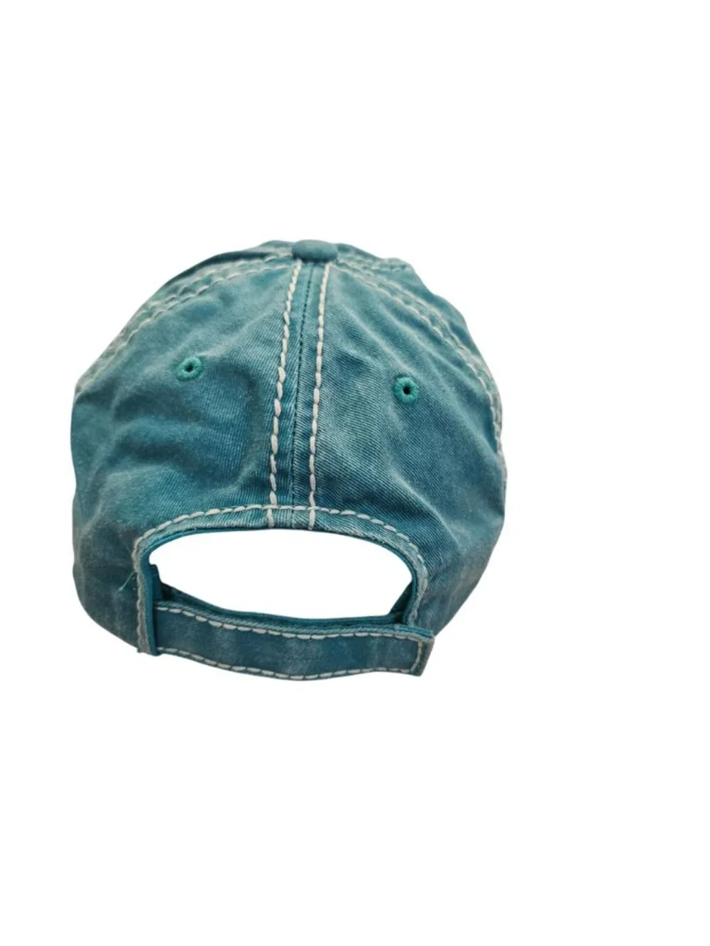 Blessed Embroidered Distressed Turquoise Baseball Cap Adjustable Back Strap